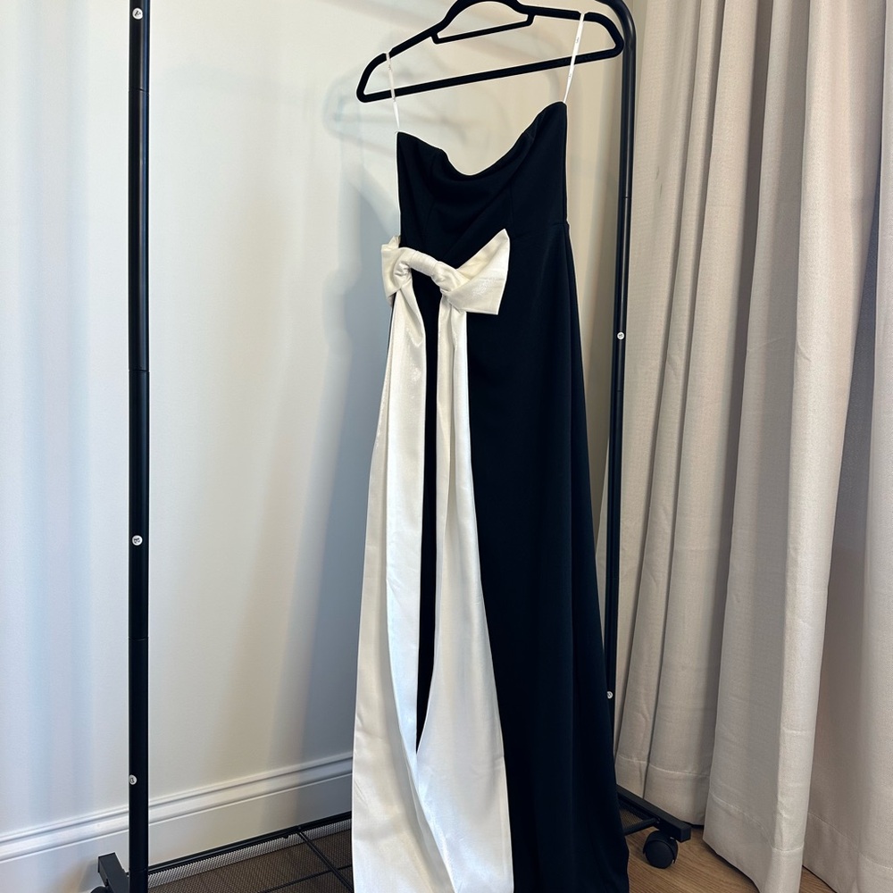 Elegant Black and White Evening Gown